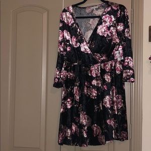 Lowest price. Never worn velvet type floral dress